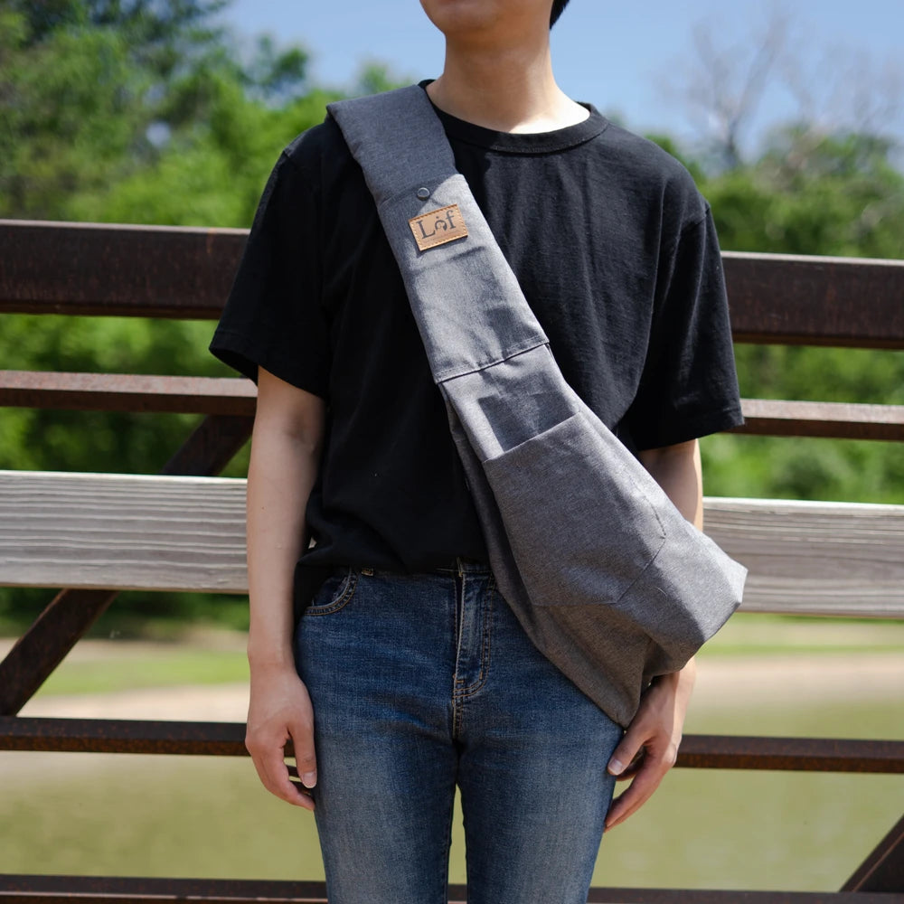 Lof grey mesh pet sling carrier for small dogs and cats