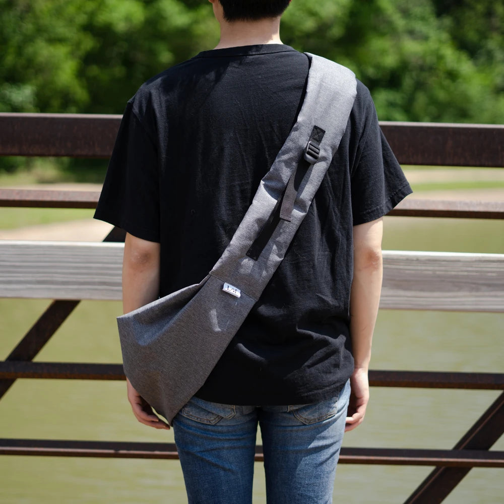 Lof grey mesh pet sling carrier for small dogs and cats