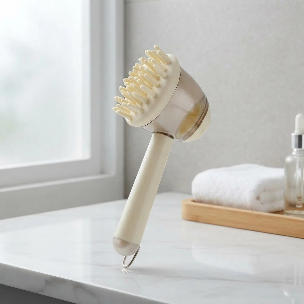 NuVora 3-in-1 pet grooming brush with shampoo reservoir