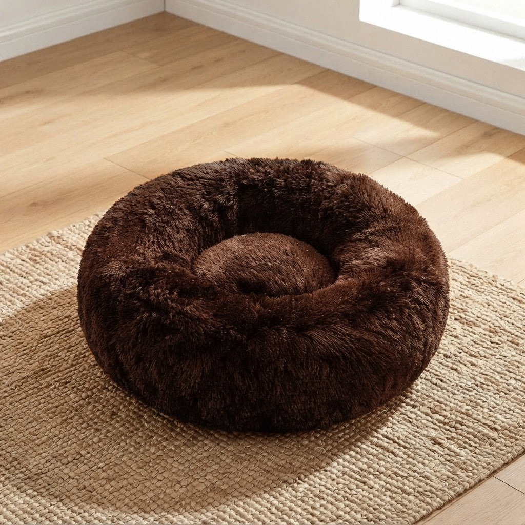 NuVora Fluffy Donut Bed – Plush Round Bed for Dogs & Cats